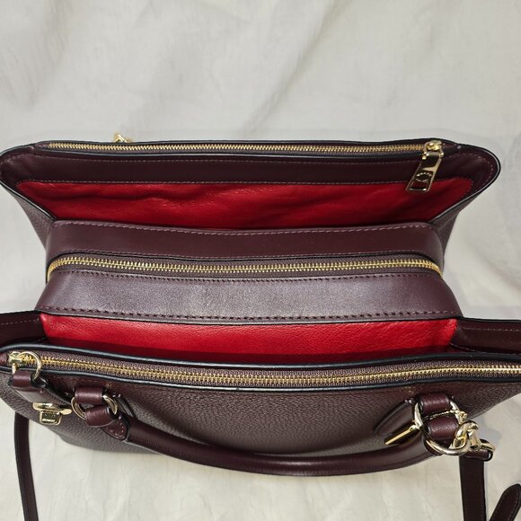 COACH BROOKLYN CARRYALL 34 in Oxblood - Picture 4 of 8